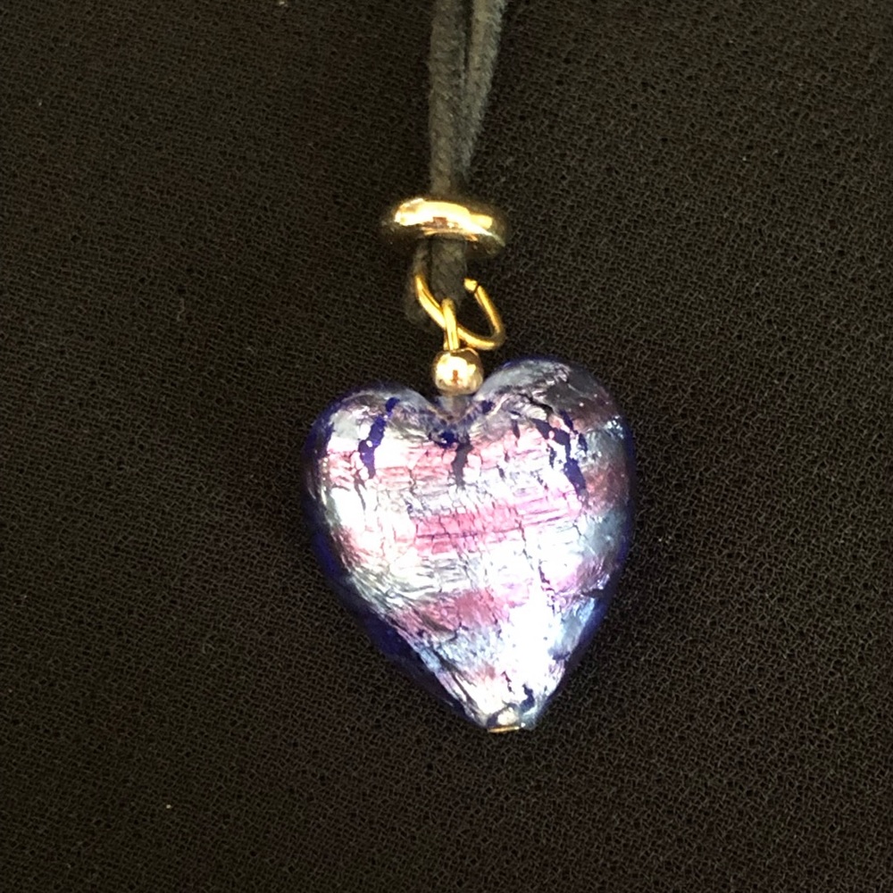 16” Murano Venetian Glass Purple Heart Necklace